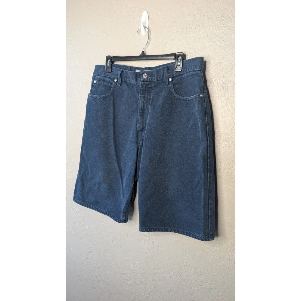 Vintage Anchor Blue Mens 36 Dark Blue Loose Baggy Denim Shorts Y2K Jorts Skater